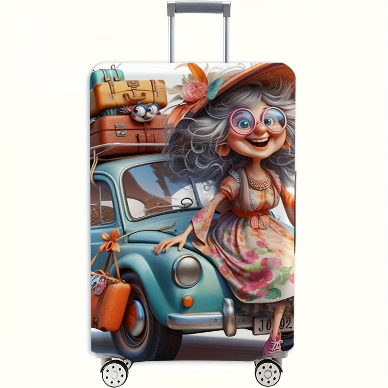 TEMU Travel Essential Floral Pattern Luggage Cover, Luggage Dust Protector, Luggage Accessory, Elegant Luggage Decoration, Luggage Cover For