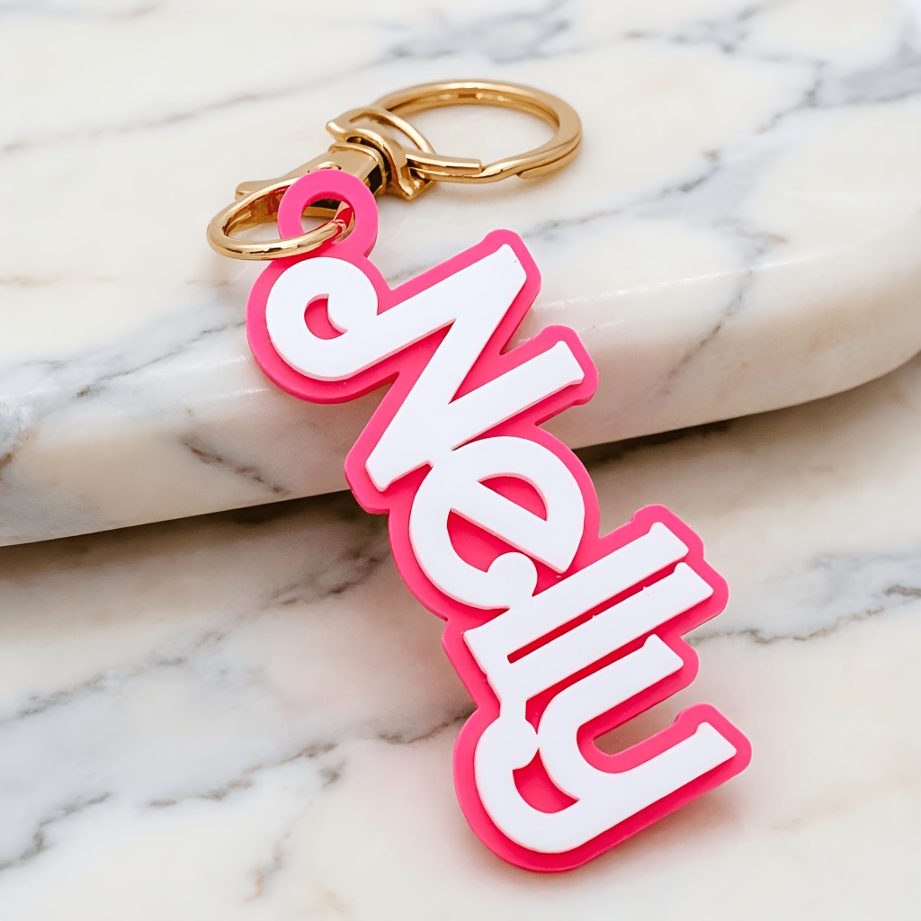 TEMU 1 Personalized Double-layer Acrylic Name Keychain, Diy Customizable Letter Tag, Self- Keyring Suitable For Daily Decoration, A Great Holiday And