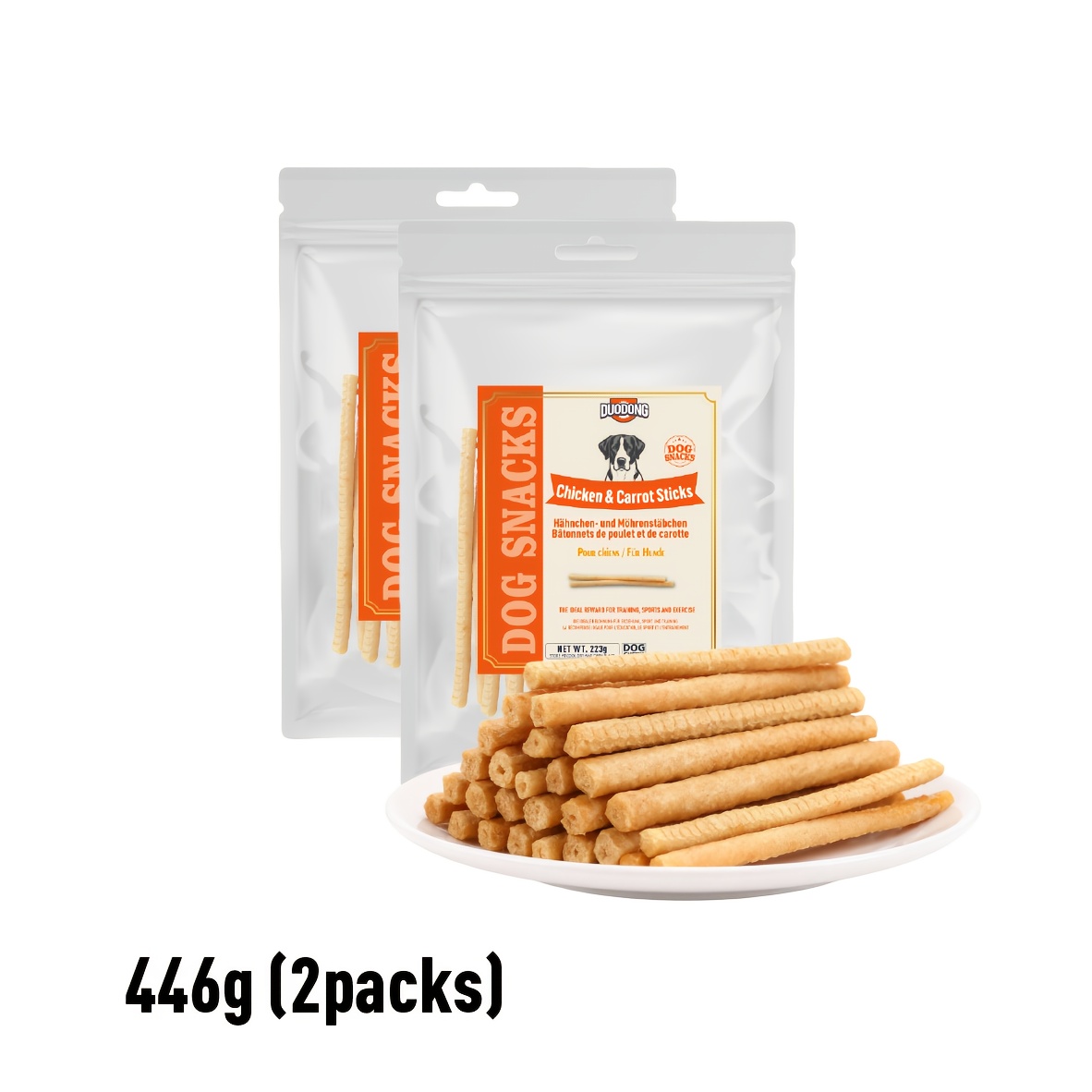 Image of Chicken & Carrot Sticks For Dogs | Protein Treats, Healthy Training & Reward Snacks For Small & Large Dogs, Nutrient-rich, Container