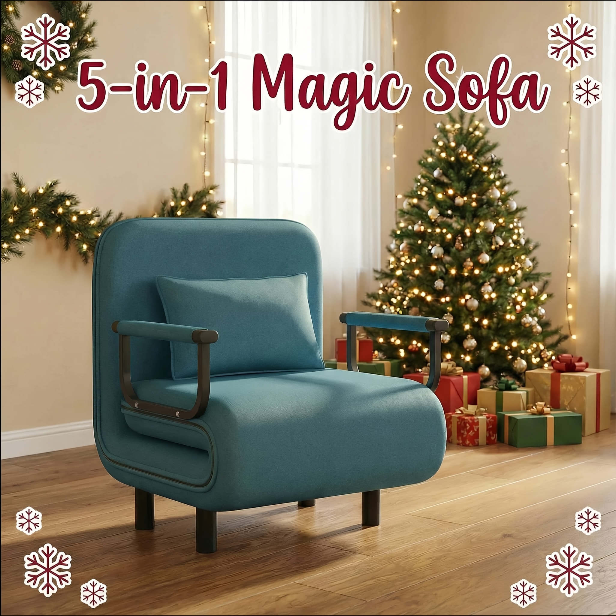 TEMU Sillón cama sofá plegable convertible 5 en 1, sofá cama de salón ajustable y ahorrador de con tela de lino, sillón moderno para dormitorio