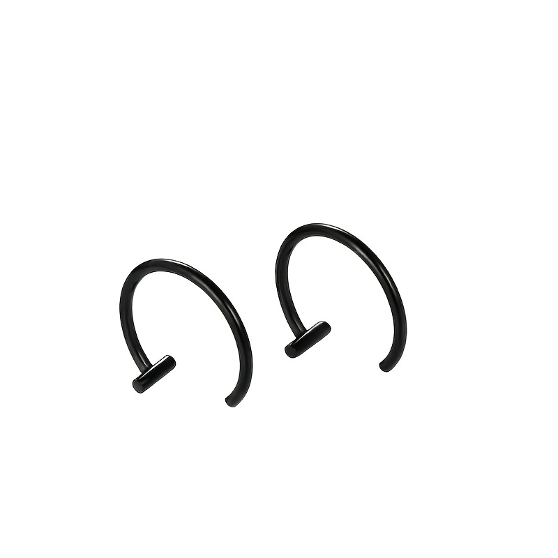 2pcs C-Shaped Stainless Steel Lip Rings, Punk Style