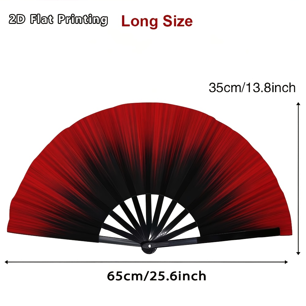 TEMU 1pc Red Radial Pattern Modern-style Folding Fan, Sizes Include: 54*28cm, 65*35cm. Suitable For Daily, Outdoor, And Office Use - Elegant