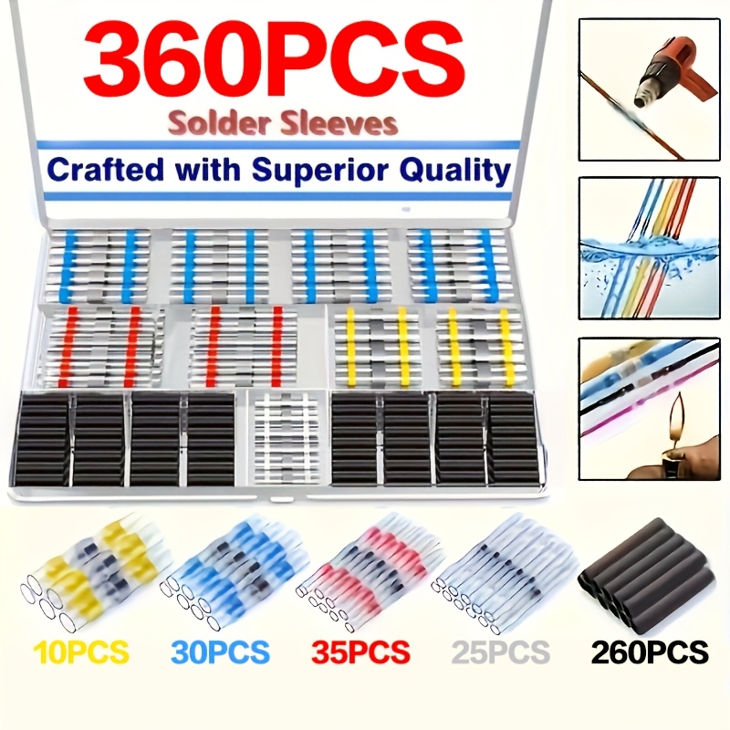 Image of 360/912pcs Solder Ring Thermal Tube, Solder Seal Electrical Connector, Wire Cable Gland Terminal Kit, Suitable For Automobiles And Ships