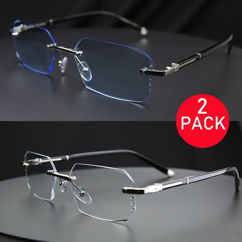 

Lot de 2 Lunettes Tendance avec Verres PC Anti-Reflets & Monture Métallique - Cadeau Idéal pour Hommes et Femmes, Lunettes Élégantes