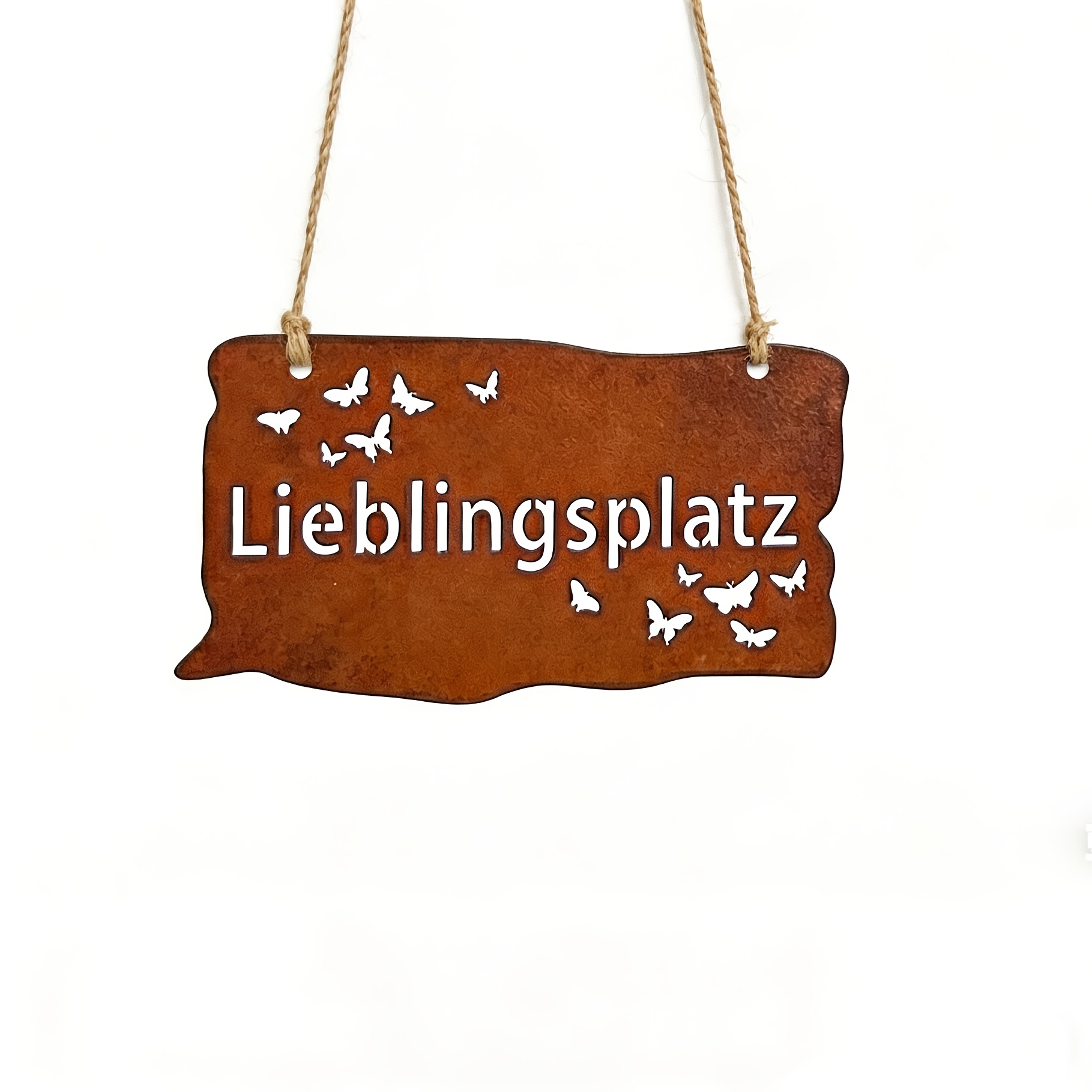 Image of 【2d Flat】 Retro Rusted Metal Wall Art, German Lettering Sign With , Weathering Decorative Plate For Garden Fence Patio Porch, Unique Gardening Gift