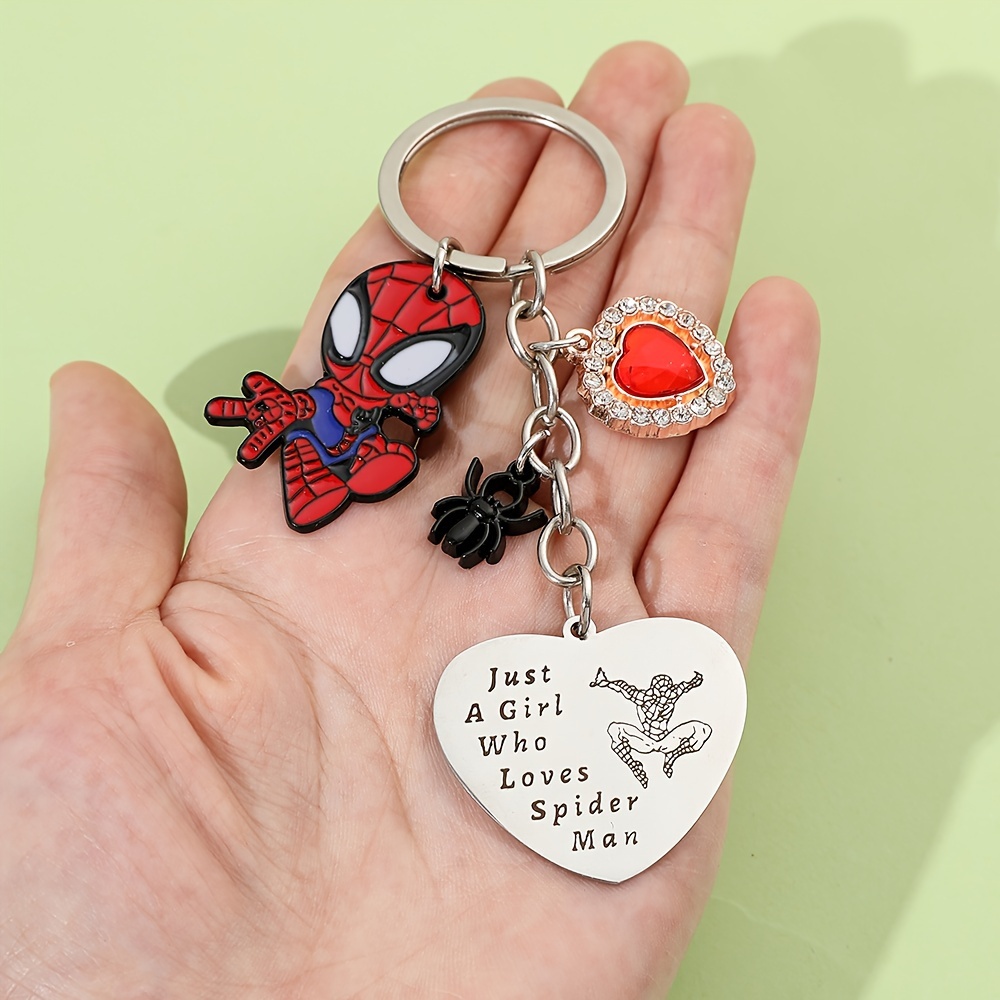 1pc Superhero Spiderman Keychains For Men Cartoon Spider Man Keychain ...