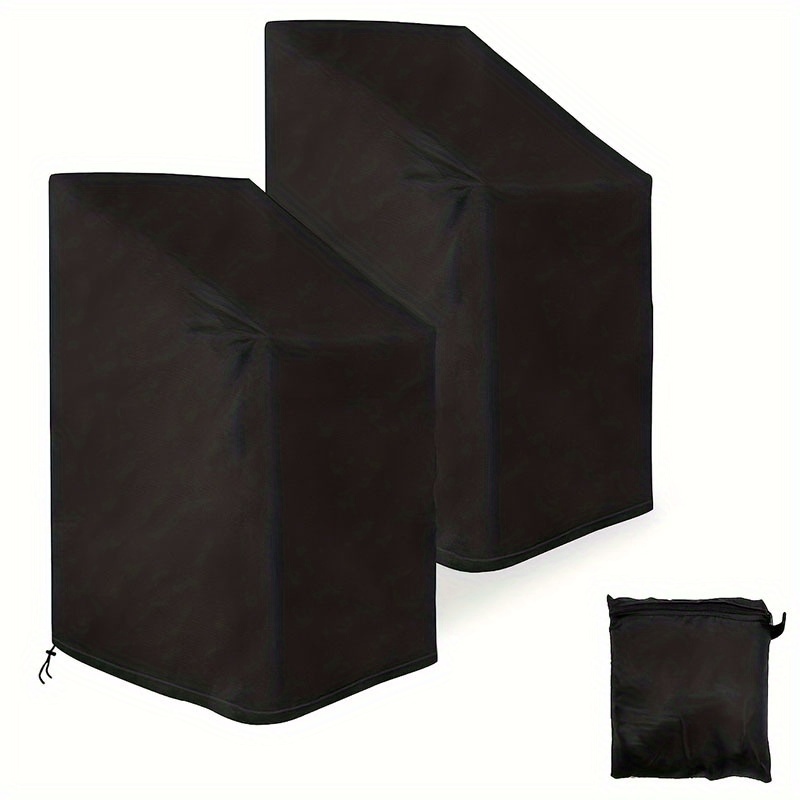 2 Pieces Stackable Outdoor Chair Covers, 210d Heavy Duty Oxford Fabric High Back Outdoor Chair Covers, Outdoor Garden Patio Chair Covers With Pouch
