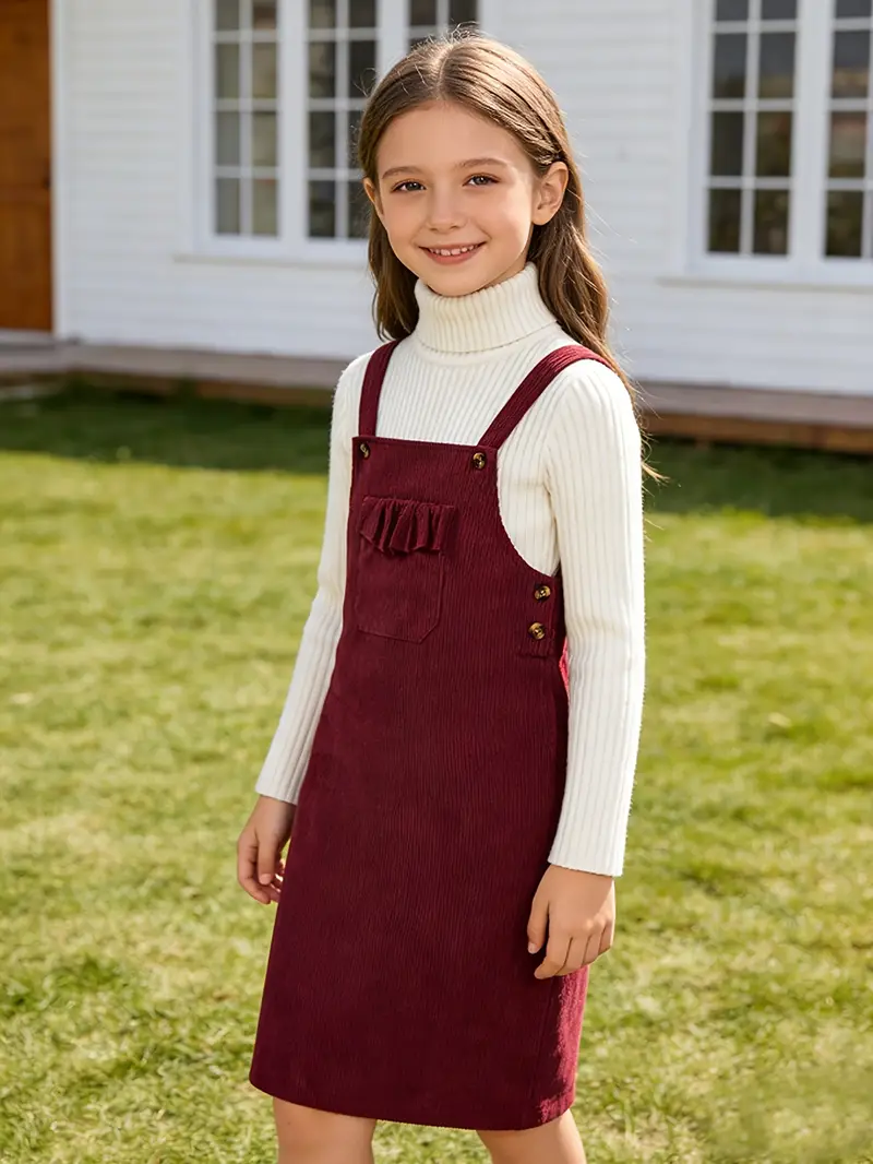 burgundy corduroy dress girls SHEIN Serisse Kids Tween Girl Elegant Vintage Burgundy Lantern Long Sleeve Corduroy Dress With Ruffle Neck,Autumn Winter Party Christmas Daily Wear
