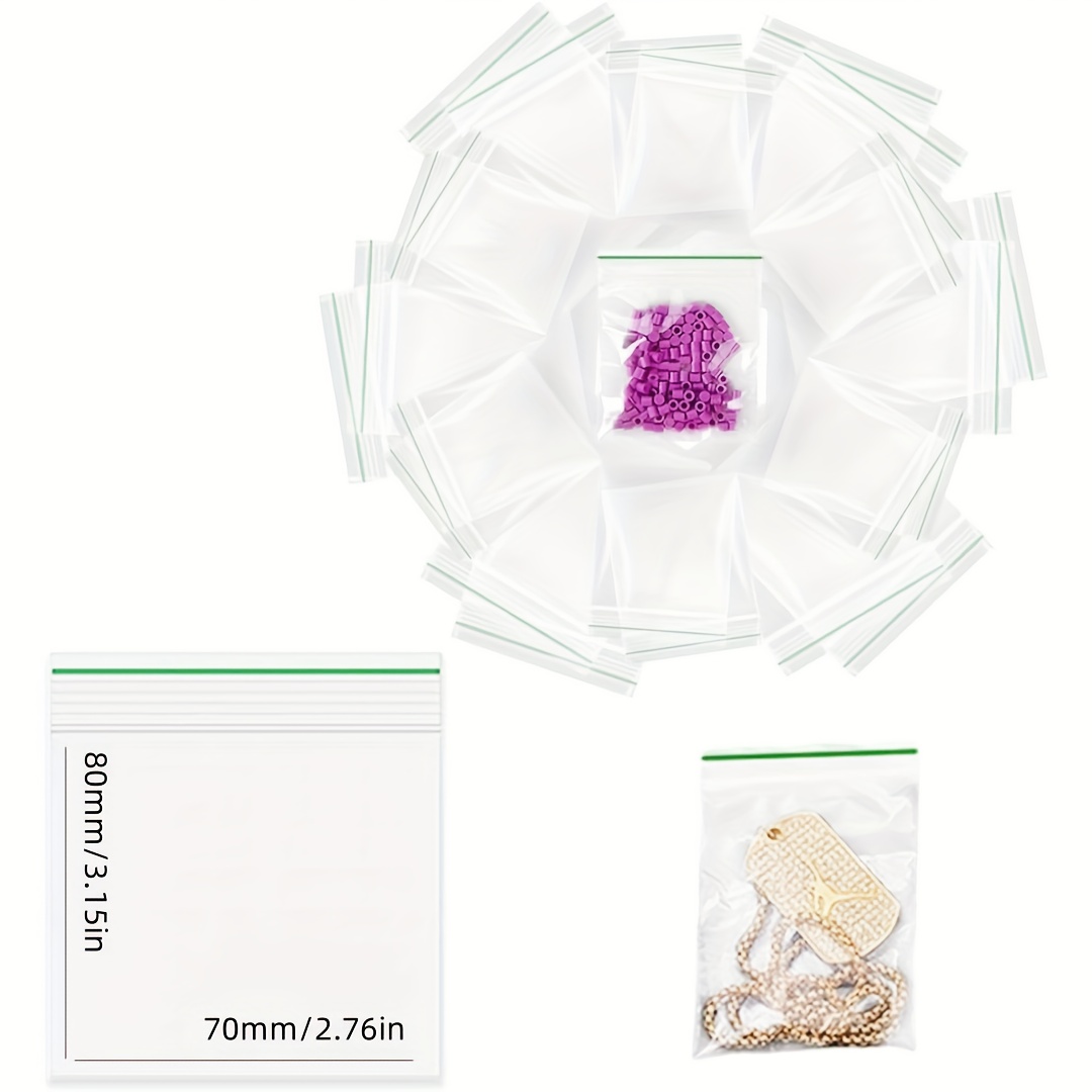 E-shop 100 Premium Robuste Wiederverwendbare PE Schmuckbeutel, Transparente Plastik Aufbewahrungsbeutel, Extra Dick 2.4 Mil, Bunte Selbstverschließende