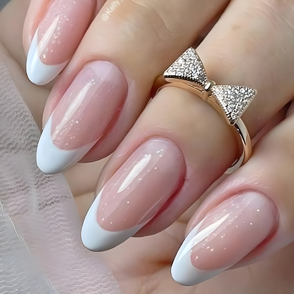 Ruarby French Tip Press-on-Nägel Mandelform – Künstliche Nägel Zum Aufkleben Für Halloween & Partys