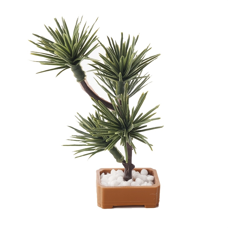 Miniature Bonsai Pine Tree Plant Pot Decoration For Dollhouse Diy; 12 Points