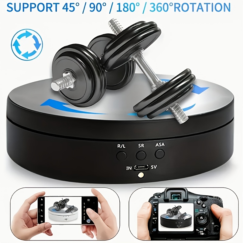 TEMU 10kg Load Capacity 360° Rotating Turntable With -powered Motor & Smooth - Compact 5. 4" Height, Sturdy Abs Base, Display, Jewelry, Model Display