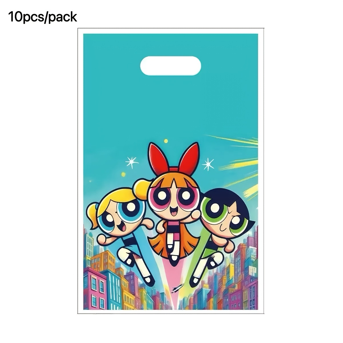 TEMU 10pcs/pack The Powerpuff Girls Themed Party Favor Bags, Gift Bags, Birthday Treat Candy Loot Bags For Party Supplies For Halloween And Christmas