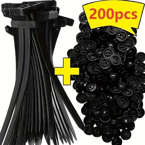 200pcs heavy duty self locking nylon cable ties thickened high strength uv resistant fasteners with tool free locking mechanism durable and flexible suitable for automotive motorcycle repair home office and outdoor use secure fastening