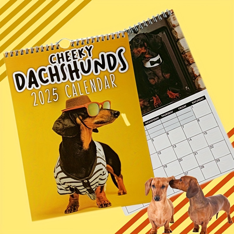 

2025 Cheeky Dachshund Calendar - 12-month Wall Hanging, Pet Themed Funny Calendar Note Pads For Home Office, Perfect New Year Gift For Pet Lovers, Ideal For Use