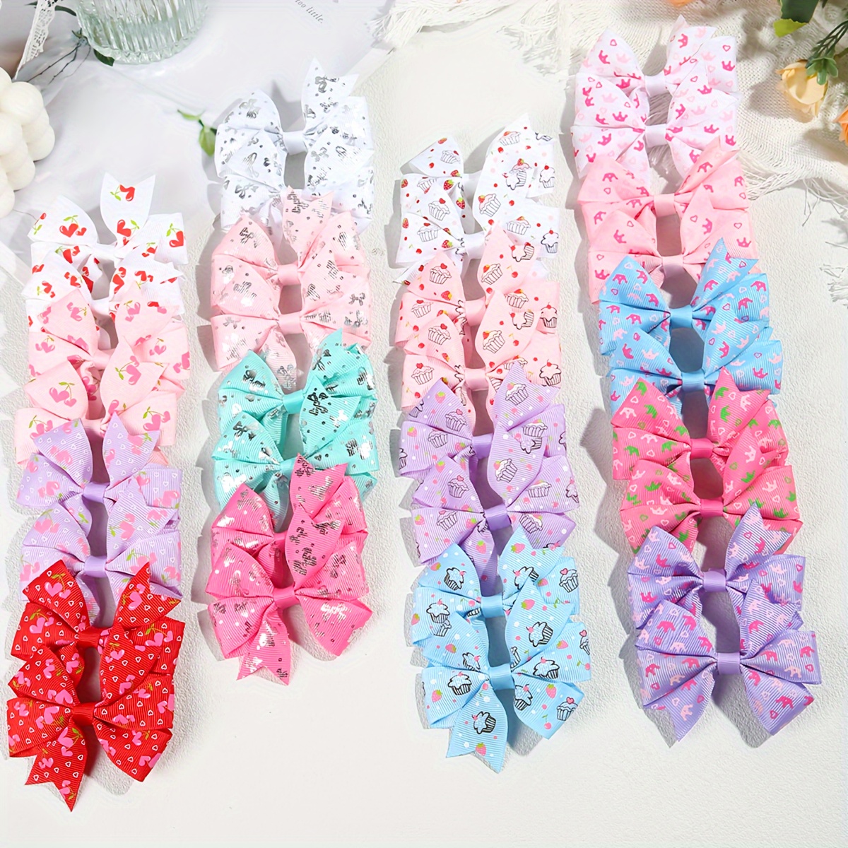 

8pcs Cute Strawberry Print Bow Hair Clips In - , Vacations & Parties - Ideal Gift