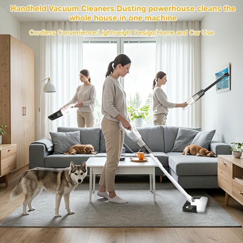 

Handheld Vacuum Cleaner Set Wireless Design, Lightweight Design, Home/car Dual-use, Suitable For Multiple , Vacuuming, Mopping, Carmounted, A Good Cleaning Helper, The As A Gift For Family/friends