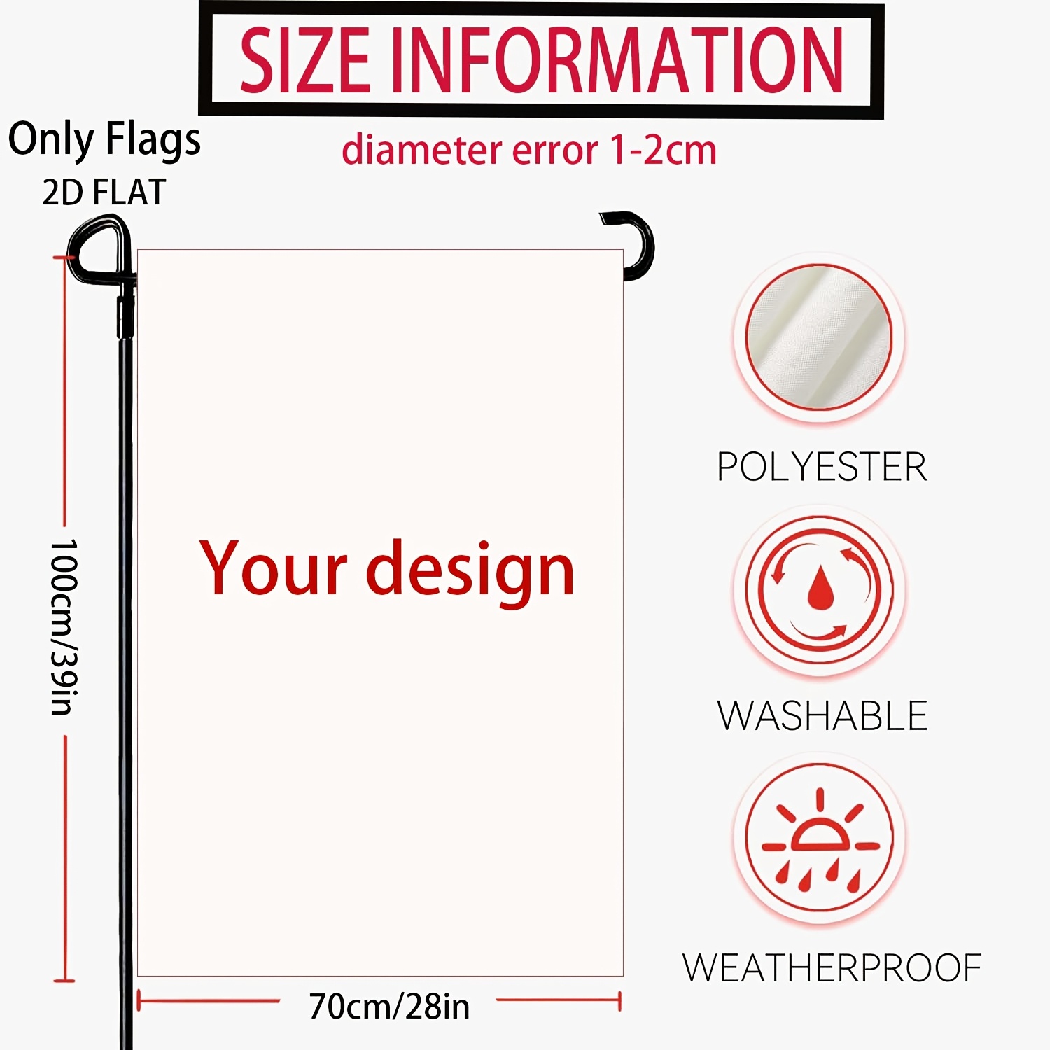 TEMU 2d Flat, 2d Flat 1pc Custom Garden Flag With Self- Pattern, Text, Photo, Or Logo - Outdoor Hanging Flag For Courtyards, Parties, And Holiday