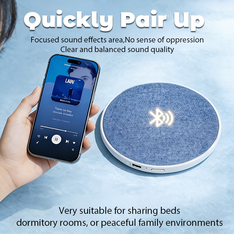 TEMU Sleep Headphones Pillow Speaker, Bone Conduction Under Pillow Wireless Speaker, White Noise Machine With Stereo, Tf Card, Auto Shut-off Timer,
