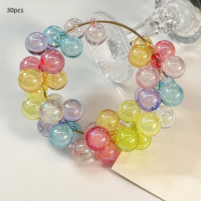 

30pcs 16mm Acrylic Colorful Bubble Beads With Hanging Hole For Diy Beading, Car Pendant, Keychain
