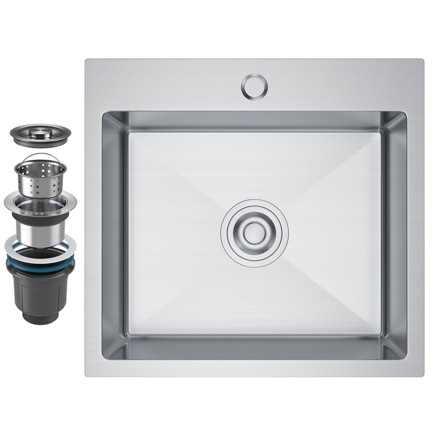 Image of A Commercial-grade Stainless Steel Sink T304, Made Of Thick 3mm Steel Plate For Strong Corrosion Resistance, Equipped With A Drain Kit, 48*45cm In Size Suitable For Daily Household Sink Kit