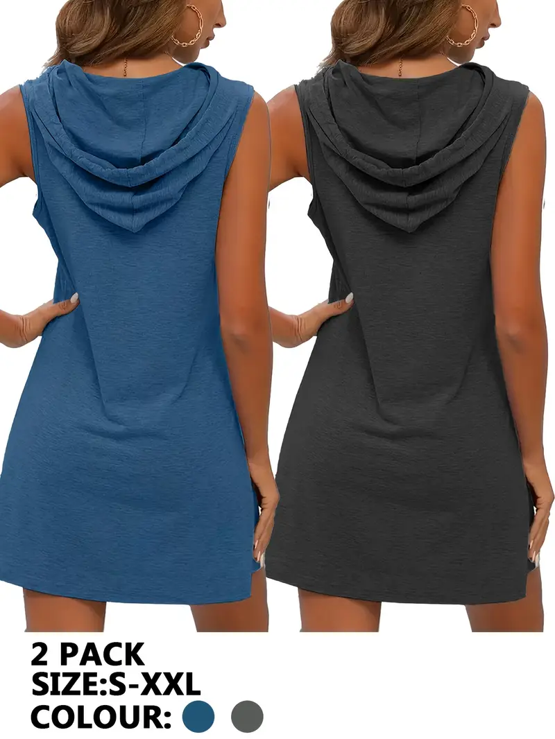 meerdelige set dames kleurrijk vest met capuchonjurk details 3