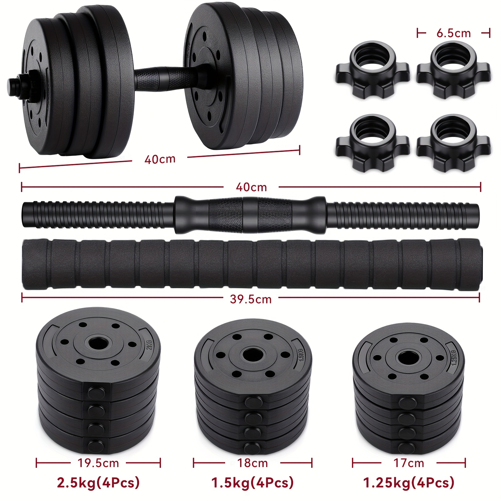 E-shop 2-in-1 verstellbares Hantelset 20kg | Hantel- Langhantel-Set | Heimtrainings- Muskelaufbau-Fitnessgeräte, Hanteln Langhanteln, verstellbare