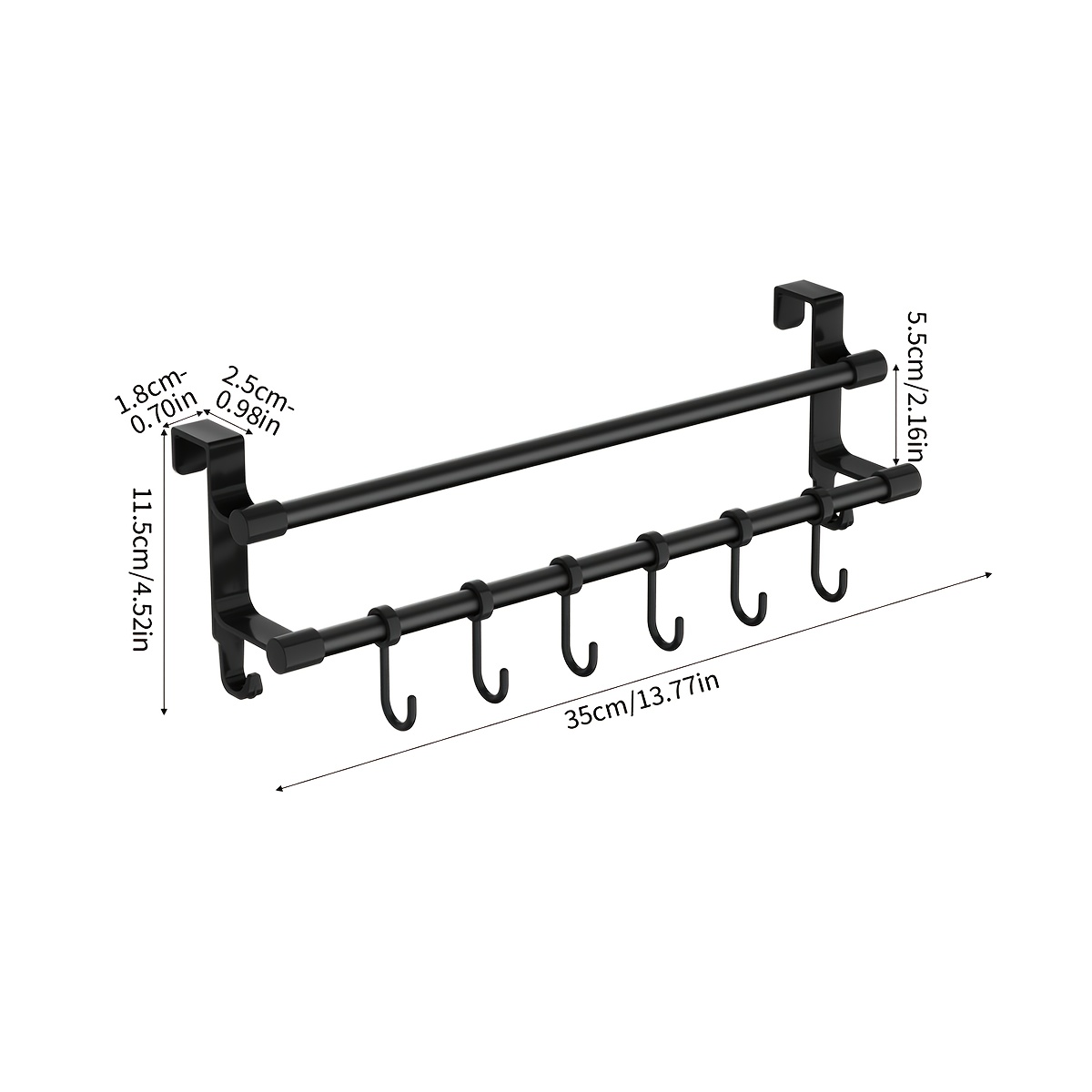 TEMU 1pc Over-the-cabinet Door Towel Bar, Stainless Steel & Abs No-drill Kitchen Towel Rack, Hanging Towel Holder For Dish Towels, Gloves, Utensils,