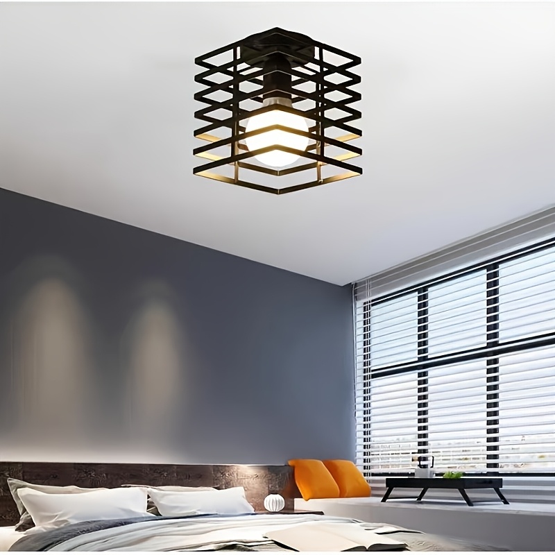 Image of 1 Modern Black Ceiling Light With E27 Socket, Semi-recessed Installation, Suitable For Bedroom, , Kitchen, Living Room, Dining Room Chandelier Country (bulb Not Included)
