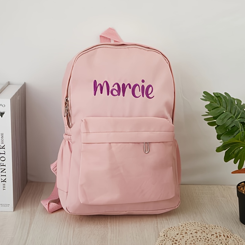 TEMU [everyday ] Personalized Nylon Backpack With Name - Lightweight & Adjustable Straps, Ideal For School Or Travel, Perfect Birthday Or Christmas