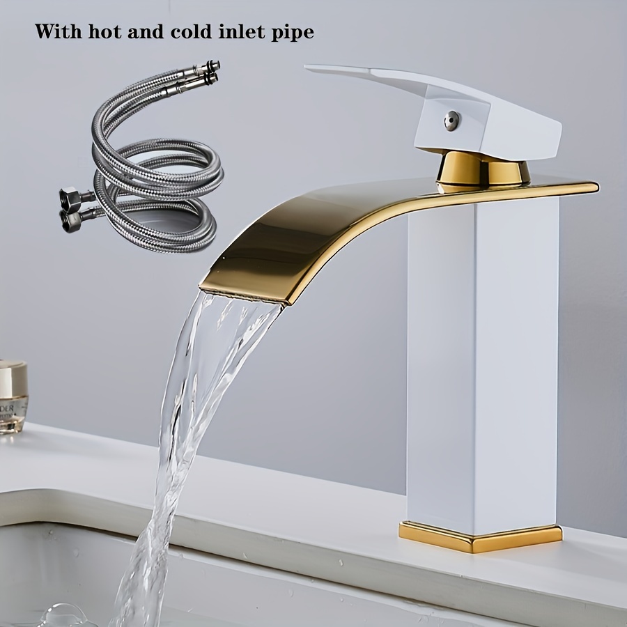 enkel handvat badkamer kraan, olie-gewreven brons een gat led/waterval