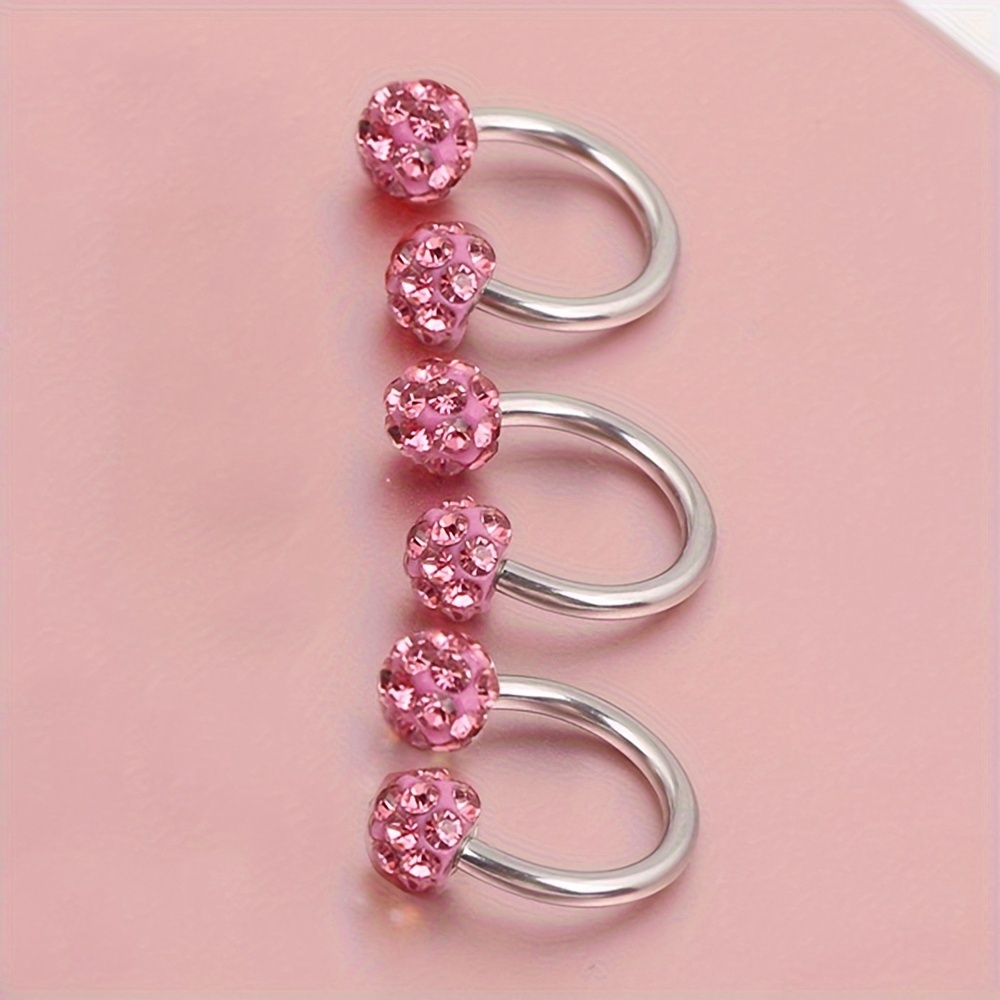 3pcs Stainless Steel Rhinestone Ball Earrings & Ear Bone Studs Set