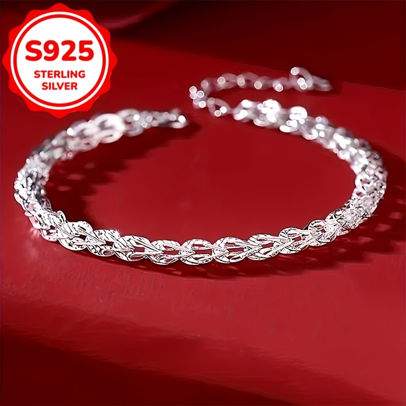 

Elegant 925 Sterling Silver Phoenix Tail Bracelet, Glitter Style, Silver Plated, Minimalist Jewelry For Women, Daily & Wedding Occasions, Valentine's Day Gift, Wear, . 3g Each Piece