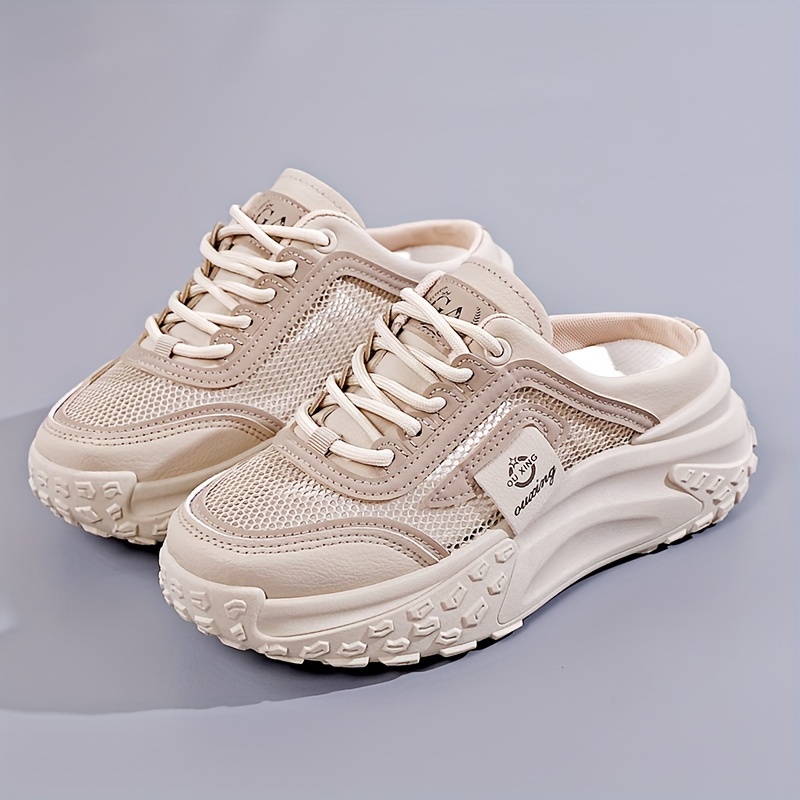 

Women's Summer Thick-soled Slippers, Soft Sole Mesh Breathable Casual Half Drag, Anti-slip Shock-absorbing Sneakers