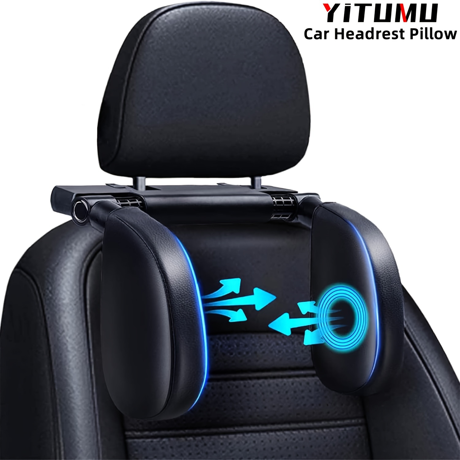 

Yitumu Adjustable Car Headrest Pillow With Memory Foam Filler, Pu Leather U-shaped Neck Support Cushion, Ergonomic 180° Rotatable Design For Comfortable Travel Sleep - Suitable For Adults