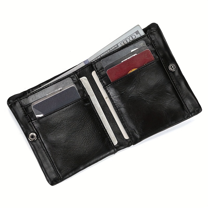 

Genuine Top-grain Leather Men', Simple Solid Color, Non-braided, Polyester Lined, With Zip Coin Pocket & Card Holder Slots, Ideal For Anniversary & Father's Day Gift