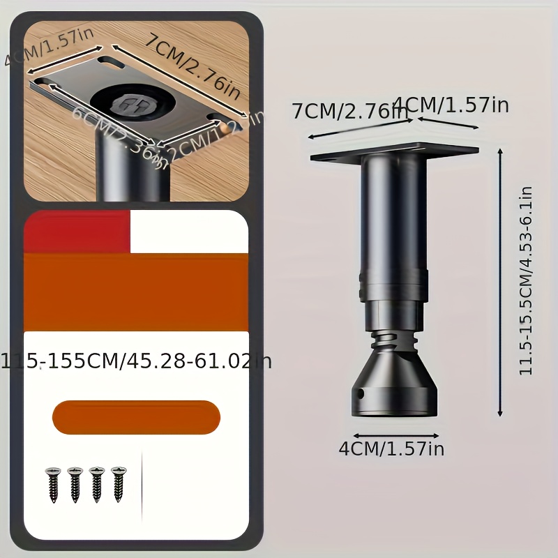 TEMU Gambe da tavolo telescopiche in metallo, piedini di supporto regolabili, gambe per mobili, gambe per divani, gambe per da caff癡, gambe per