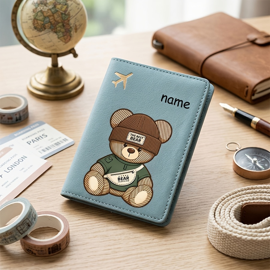 TEMU Porte-passeport personnalisable avec et nom - Étui à documents de voyage avec motif d' de dessin à dos de sac à dos, légère à