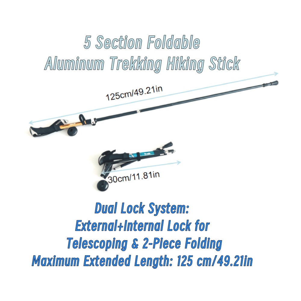 5-Section Color Spliced Foldable Trekking Poles