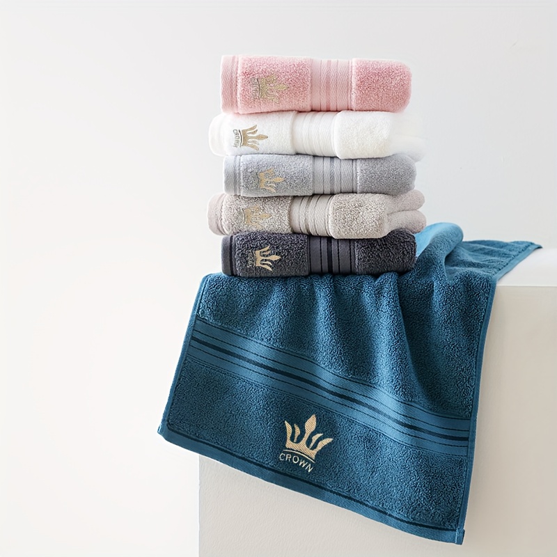 6pcs Bath Towel Set, 35*75cm / 13.7*29.5 inches, Crown Embroidered Pure Cotton Towels, 100% Cotton Material, Quick-Dry and Absorbent