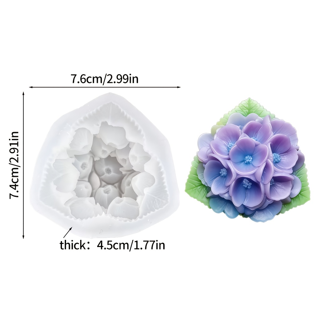 TEMU Cluster Hydrangea Silicone Mold, Resin Mold, Suitable For Making Soap, Plaster, Polymer Clay And Resin Diy Craft Molds, Perfect For Valentine's