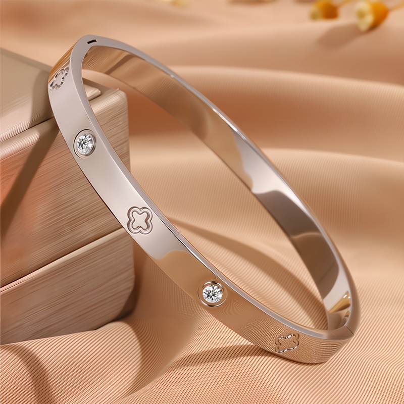 Customized 304L Stainless Steel Four-Leaf Clover Bracelet