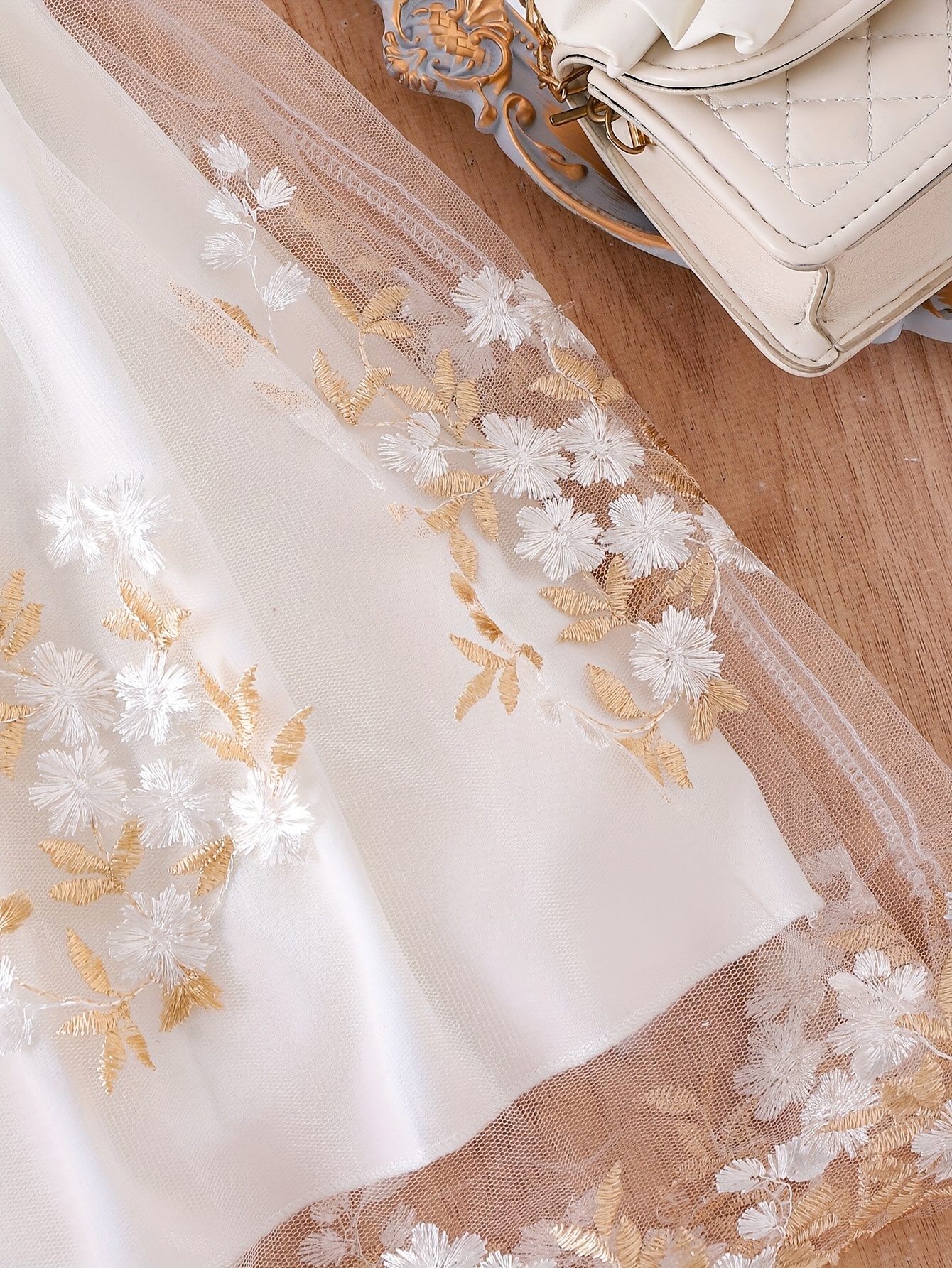 slim fit dress slacks Premium White Banglori Silk Fabric with Golden Sequin Embroidery Borde –  kavitha Enterprises