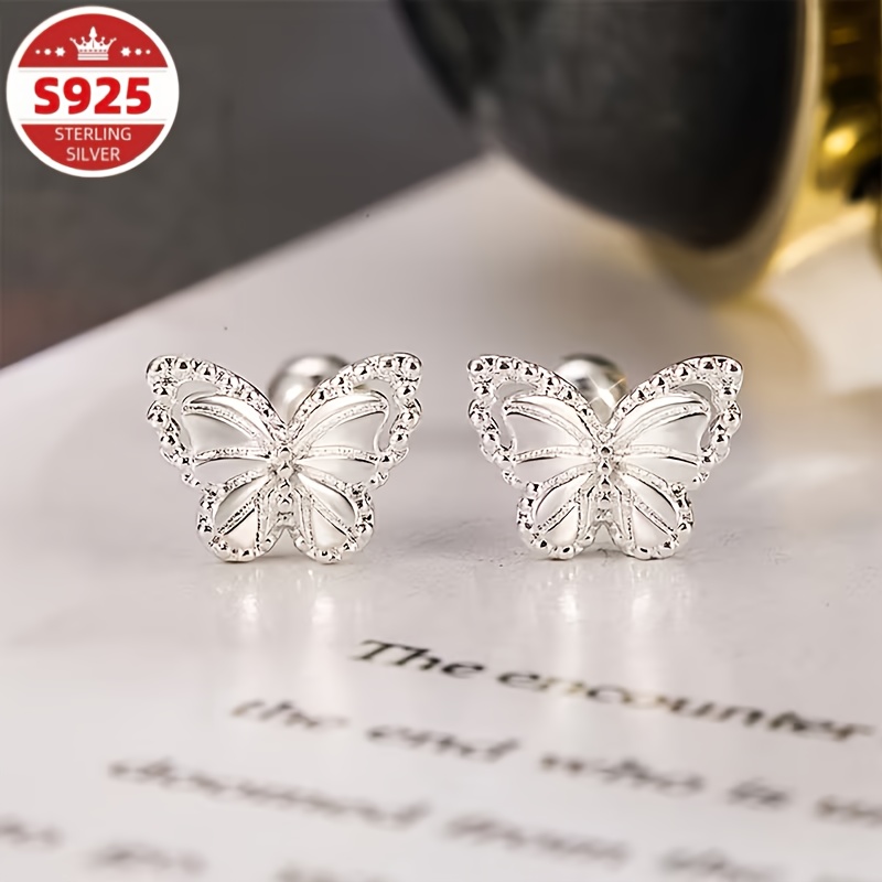 TEMU S925 Sterling Silvery, Women's Earrings, Cute Shaped Earrings, Fashionable And Fresh, Simple And Versatile, Suitable For Daily Commuting Wear,