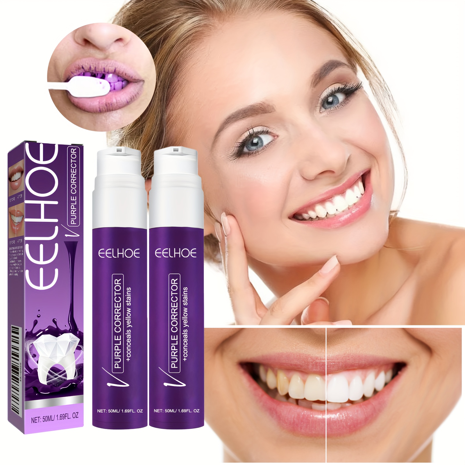 1pc/2pcs V34 Purple Toothpaste, Deep Teeth Cleaning, Removes Stains from Coffee and Tobacco, Prevents Yellowing, Whitens Teeth for a Fresh Breath