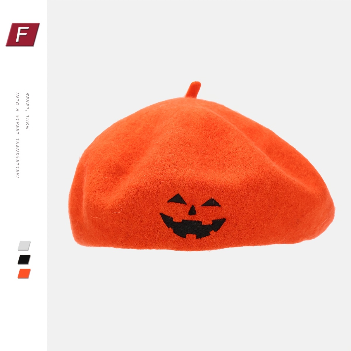 TEMU Brodé d'Halloween, Chapeau Décoratif de Fête Tendance pour Femme, Chapeau Citrouille , Style 1