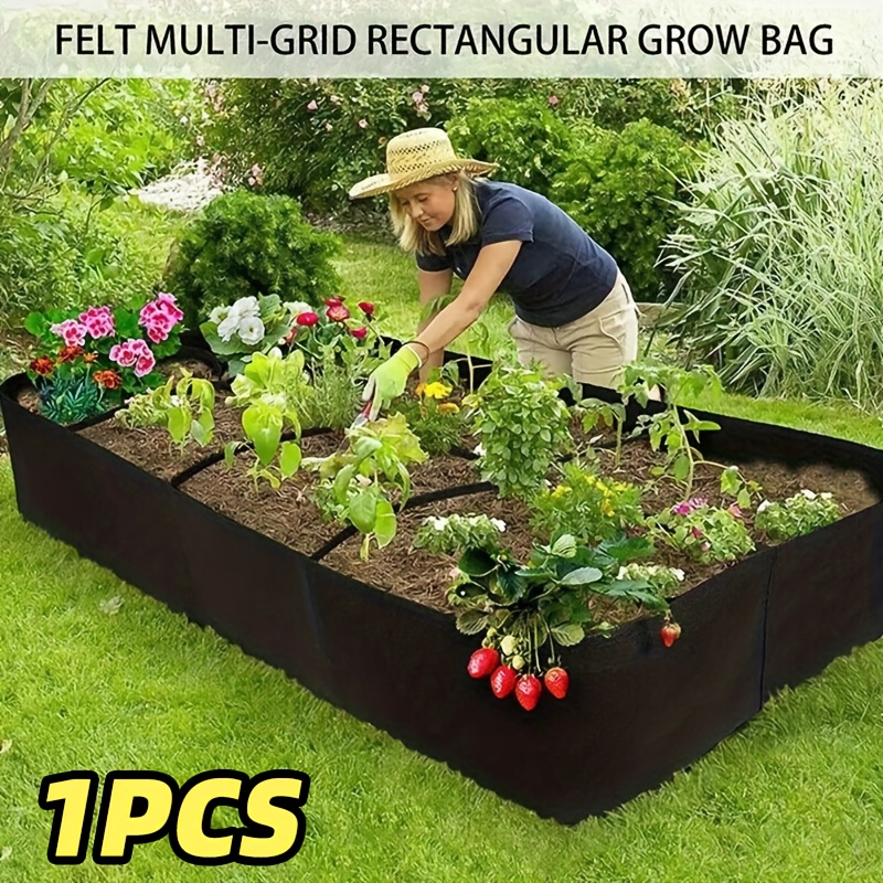Groente kweekzakken 2 stks tuin verhoogd plantbed vilt multi-grid tomaat plantenbak draagbare herbruikbare rechthoek aardappel kweekcontainers voor tuin buiten, 4 zak
