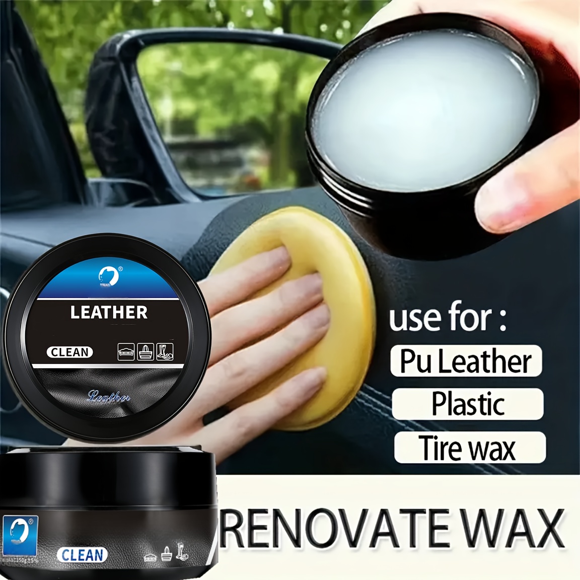 

150g Premium Renovating Wax For Cars - Restores Pu Leather, Repairs Scratches, Enhances , Prevents Aging & Whitening - Universal Wax For Auto , & Leather Repair - Plant-based