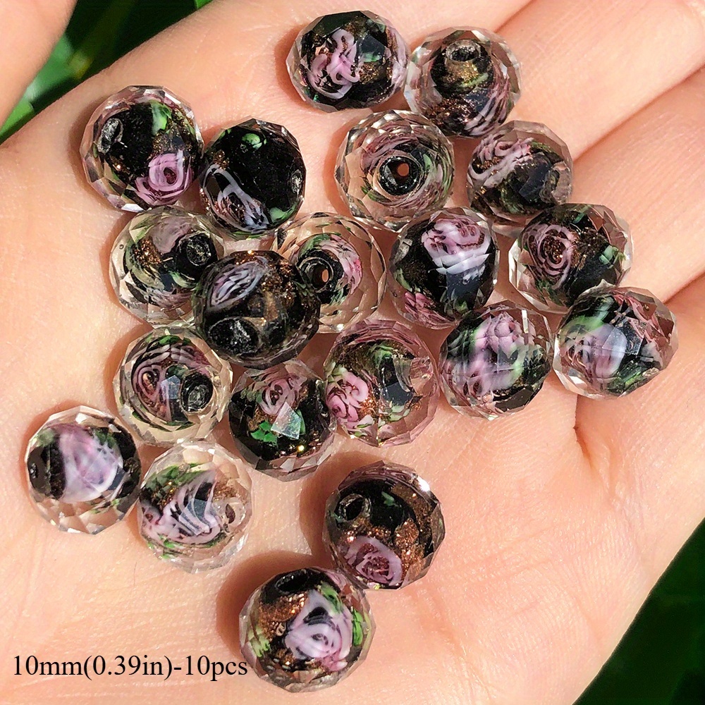 Image of 10pcs 10mm Black Glass Beads - Handmade Unique Lampwork Loose Spacer Beads For Jewelry Making, Bracelets Necklace Additions For Men's And Women's Gifts