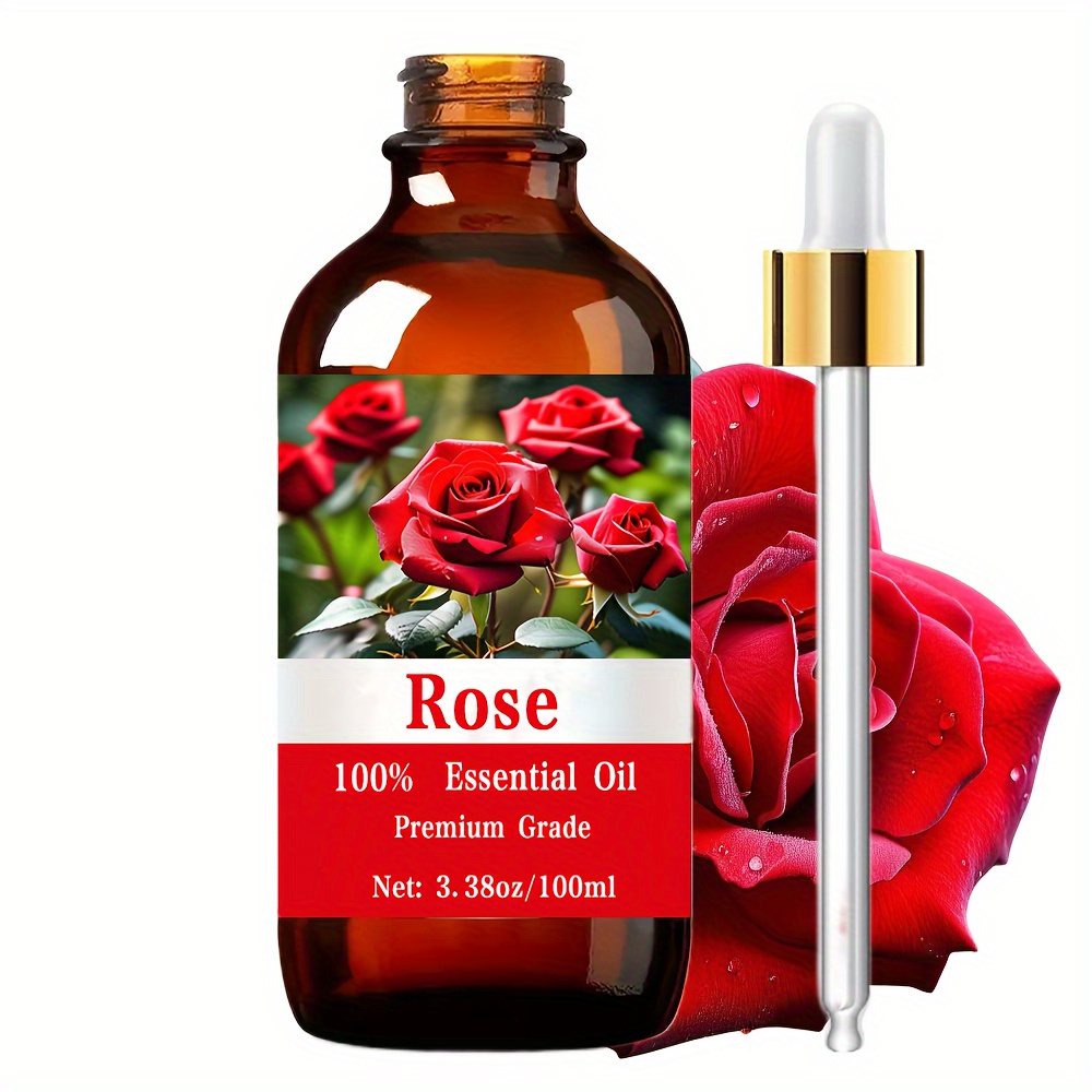 item picture 100  38 fl oz rose essential oil   natural moisturizing hypoallergenic suitable for skin hair for nail care bathing indoor deodorization massage meditation relaxation